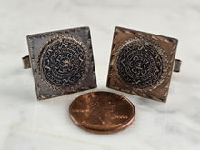 Load image into Gallery viewer, Mens Vintage Estate Sterling Silver Incan Mayan Calendar Cuff Links 15.3g E4949
