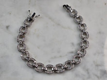 Load image into Gallery viewer, Womens Vintage Estate Sterling Silver Modernist CZ Bracelet 17.8g E4952