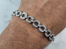 Load image into Gallery viewer, Womens Vintage Estate Sterling Silver Modernist CZ Bracelet 17.8g E4952