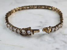 Load image into Gallery viewer, Womens Vintage Estate Sterling Silver CZ Gold Tone Tennis Bracelet 13.7g E4961