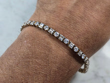 Load image into Gallery viewer, Womens Vintage Estate Sterling Silver CZ Gold Tone Tennis Bracelet 13.7g E4961
