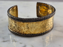 Load image into Gallery viewer, Womens Estate Sterling Silver Gold Tone Modernist Cuff Bracelet 38.7g E4962