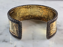 Load image into Gallery viewer, Womens Estate Sterling Silver Gold Tone Modernist Cuff Bracelet 38.7g E4962