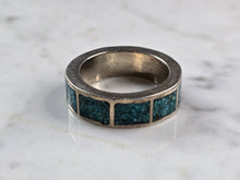 Load image into Gallery viewer, Womens Vintage Estate Sterling Silver Modernist Turquoise Ring 10.6g E4966