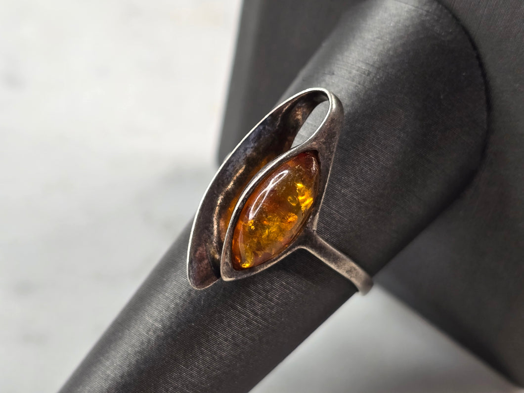 Womens Estate Sterling Silver Modernist Citrine Ring 2.8g #E4979