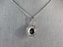 Load image into Gallery viewer, Womens Estate Sterling Silver Sapphire CZ Pendant Necklace 4.0g E4981