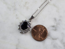Load image into Gallery viewer, Womens Estate Sterling Silver Sapphire CZ Pendant Necklace 4.0g E4981