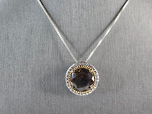 Load image into Gallery viewer, Womens Vintage Estate Sterling Silver Smoky Quartz Pendant Necklace 12.7g E4982
