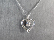 Load image into Gallery viewer, Womens Vintage Estate Sterling Silver Diamond Heart Pendant Necklace 5.8g E4983