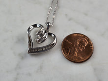Load image into Gallery viewer, Womens Vintage Estate Sterling Silver Diamond Heart Pendant Necklace 5.8g E4983