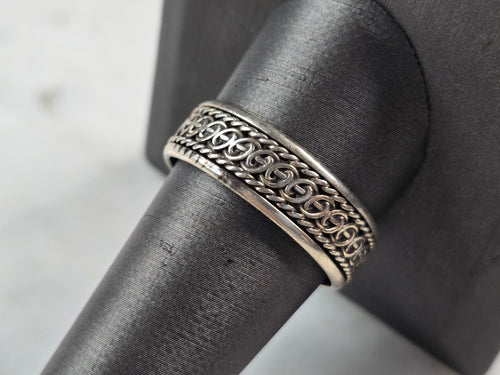 Unisex Vintage Estate Sterling Silver Fidget Ring 4.6g E4993