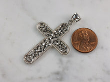 Load image into Gallery viewer, Womens Sterling Silver Religious Cross Pendant Necklace 5.1g E4994