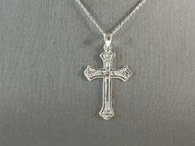 Load image into Gallery viewer, Womens Sterling Silver Religious Cross Pendant Necklace 3.7g E4996