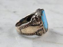 Load image into Gallery viewer, Mens Vintage Sterling Silver Southwestern Turquoise Thunderbird Ring 15.4g E501