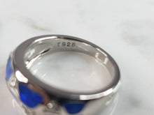 Load image into Gallery viewer, Womens Estate Sterling Silver Modernist Blue Opal &amp; CZ Ring 4.6g E5057