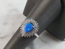 Load image into Gallery viewer, Womens Estate Sterling Silver Modernist Blue Opal &amp; CZ Ring 4.0g E5058