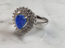 Load image into Gallery viewer, Womens Estate Sterling Silver Modernist Blue Opal &amp; CZ Ring 4.0g E5058