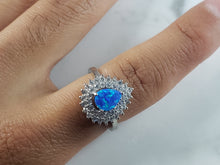 Load image into Gallery viewer, Womens Estate Sterling Silver Modernist Blue Opal &amp; CZ Ring 4.0g E5058