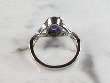 Load image into Gallery viewer, Womens Estate Sterling Silver Modernist Blue Opal &amp; CZ Ring 3.4g E5063