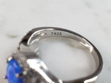 Load image into Gallery viewer, Womens Estate Sterling Silver Modernist Blue Opal &amp; CZ Ring 3.4g E5063