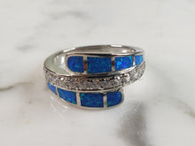 Load image into Gallery viewer, Womens Estate Sterling Silver Modernist Blue Opal &amp; CZ Ring 4.5g E5073