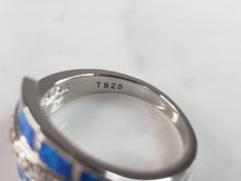 Load image into Gallery viewer, Womens Estate Sterling Silver Modernist Blue Opal &amp; CZ Ring 4.5g E5073