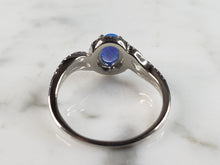 Load image into Gallery viewer, Womens Estate Sterling Silver Modernist Blue Opal &amp; CZ Ring 2.2g E5082