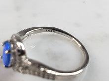 Load image into Gallery viewer, Womens Estate Sterling Silver Modernist Blue Opal &amp; CZ Ring 2.2g E5082