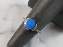 Load image into Gallery viewer, Womens Estate Sterling Silver Modernist Blue Opal Ring 2.7g E5092