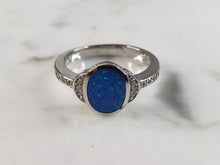 Load image into Gallery viewer, Womens Estate Sterling Silver Modernist Blue Opal Ring 2.7g E5092