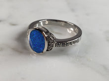 Load image into Gallery viewer, Womens Estate Sterling Silver Modernist Blue Opal Ring 2.7g E5092