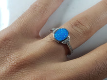 Load image into Gallery viewer, Womens Estate Sterling Silver Modernist Blue Opal Ring 2.7g E5092