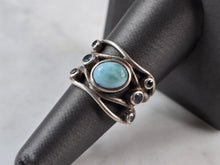 Load image into Gallery viewer, Womens Vintage Estate Sterling Silver Southwestern Larimar Topaz Ring 6.0g E510