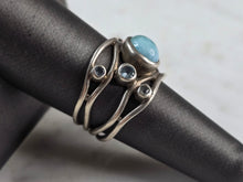 Load image into Gallery viewer, Womens Vintage Estate Sterling Silver Southwestern Larimar Topaz Ring 6.0g E510