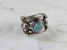 Load image into Gallery viewer, Womens Vintage Estate Sterling Silver Southwestern Larimar Topaz Ring 6.0g E510