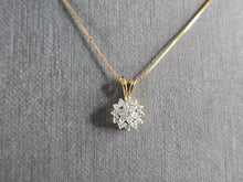 Load image into Gallery viewer, Womens Vintage Estate 14K Gold Diamond Cluster Pendant Necklace 2.2g E5118