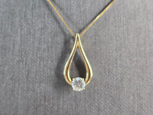 Load image into Gallery viewer, Womens Vintage Estate 14K Gold Tear Drop Diamond Pendant Necklace 2.0g E5121