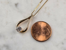 Load image into Gallery viewer, Womens Vintage Estate 14K Gold Tear Drop Diamond Pendant Necklace 2.0g E5121
