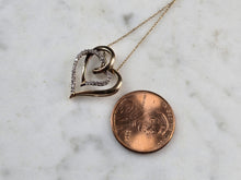Load image into Gallery viewer, Womens Vintage Estate 10k Gold Diamond Heart Pendant Necklace  1.9g  E5124