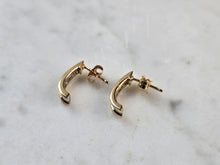 Load image into Gallery viewer, Womens Vintage Estate 10K Gold Diamond Shrimp Hoop Earrings 2.3g E5145