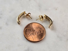Load image into Gallery viewer, Womens Vintage Estate 10K Gold Diamond Shrimp Hoop Earrings 2.3g E5145