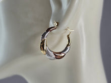 Load image into Gallery viewer, Pr Womens Vintage Estate 10K Mixed Gold Israel Hoop Earrings, 0.7g E5147
