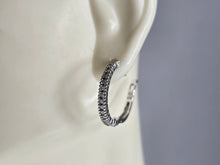 Load image into Gallery viewer, Pr Womens Vintage Estate 10K White Gold Diamond Hoop Earrings 2.8g E5150