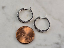 Load image into Gallery viewer, Pr Womens Vintage Estate 10K White Gold Diamond Hoop Earrings 2.8g E5150