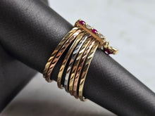 Load image into Gallery viewer, Womens Vintage Estate 14k Mixed Gold Modernist Ruby Heart Ring 5.4g E5169