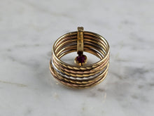 Load image into Gallery viewer, Womens Vintage Estate 14k Mixed Gold Modernist Ruby Heart Ring 5.4g E5169