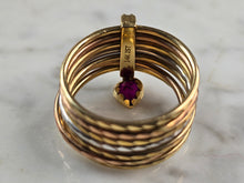 Load image into Gallery viewer, Womens Vintage Estate 14k Mixed Gold Modernist Ruby Heart Ring 5.4g E5169