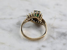 Load image into Gallery viewer, Womens Vintage Estate 10K Gold Emerald &amp; Diamond Ring 3.7g E5170