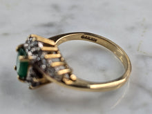 Load image into Gallery viewer, Womens Vintage Estate 10K Gold Emerald &amp; Diamond Ring 3.7g E5170
