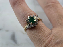 Load image into Gallery viewer, Womens Vintage Estate 10K Gold Emerald &amp; Diamond Ring 3.7g E5170